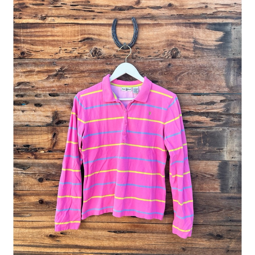 DUCK HEAD | Vintage Pink Legacy Stripe Long Sleeve Button Collared Shirt L